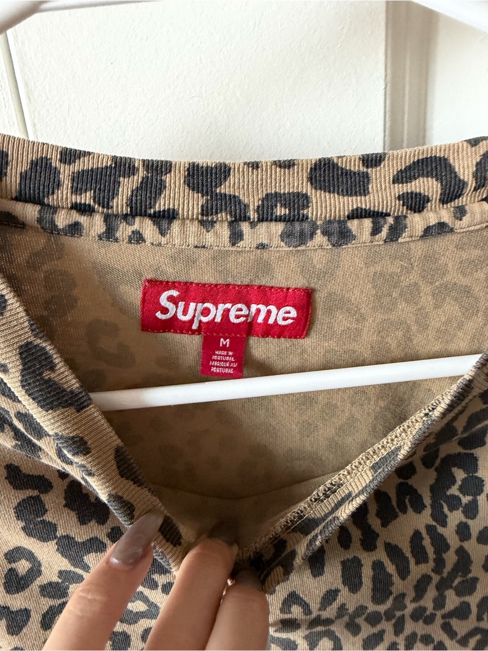 Supreme Leopard Print Long Sleeve Tee - Tan & Black - Picture 3 of 4